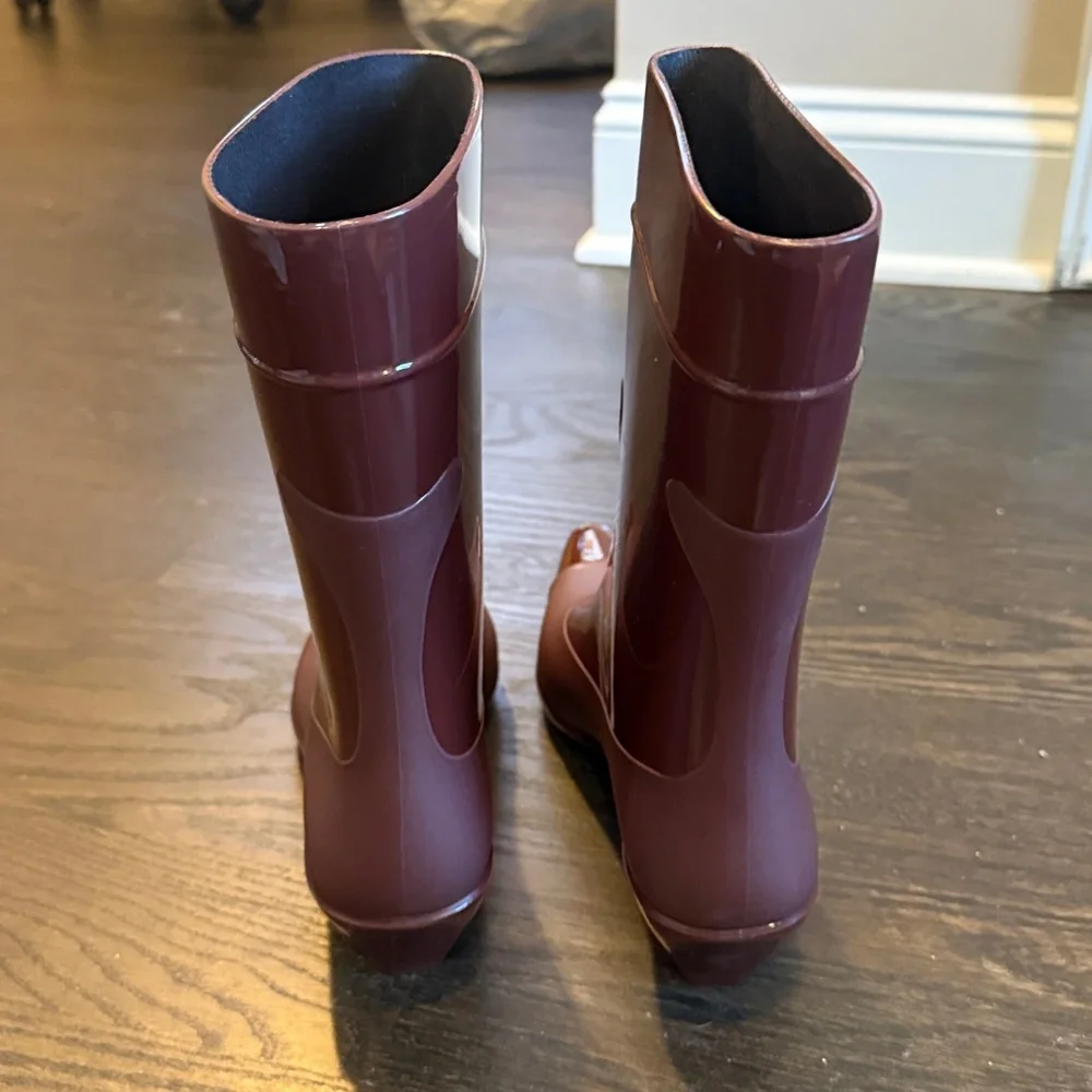 Jeffrey Campbell Glossy - Burgundy Rain Boots Size 8 - Picture 2 of 5